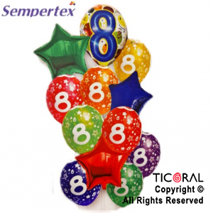 SET DE GLOBOS NUMEROS MULTICOLOR NRO 8 12 UNIDADES X 1